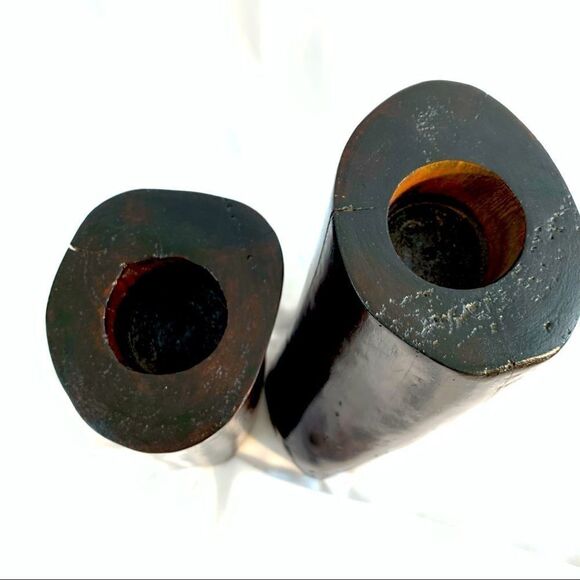 LOG 🪵 CANDLE HOLDERS HAND MADE VINTAGE - Picture 7 of 7
